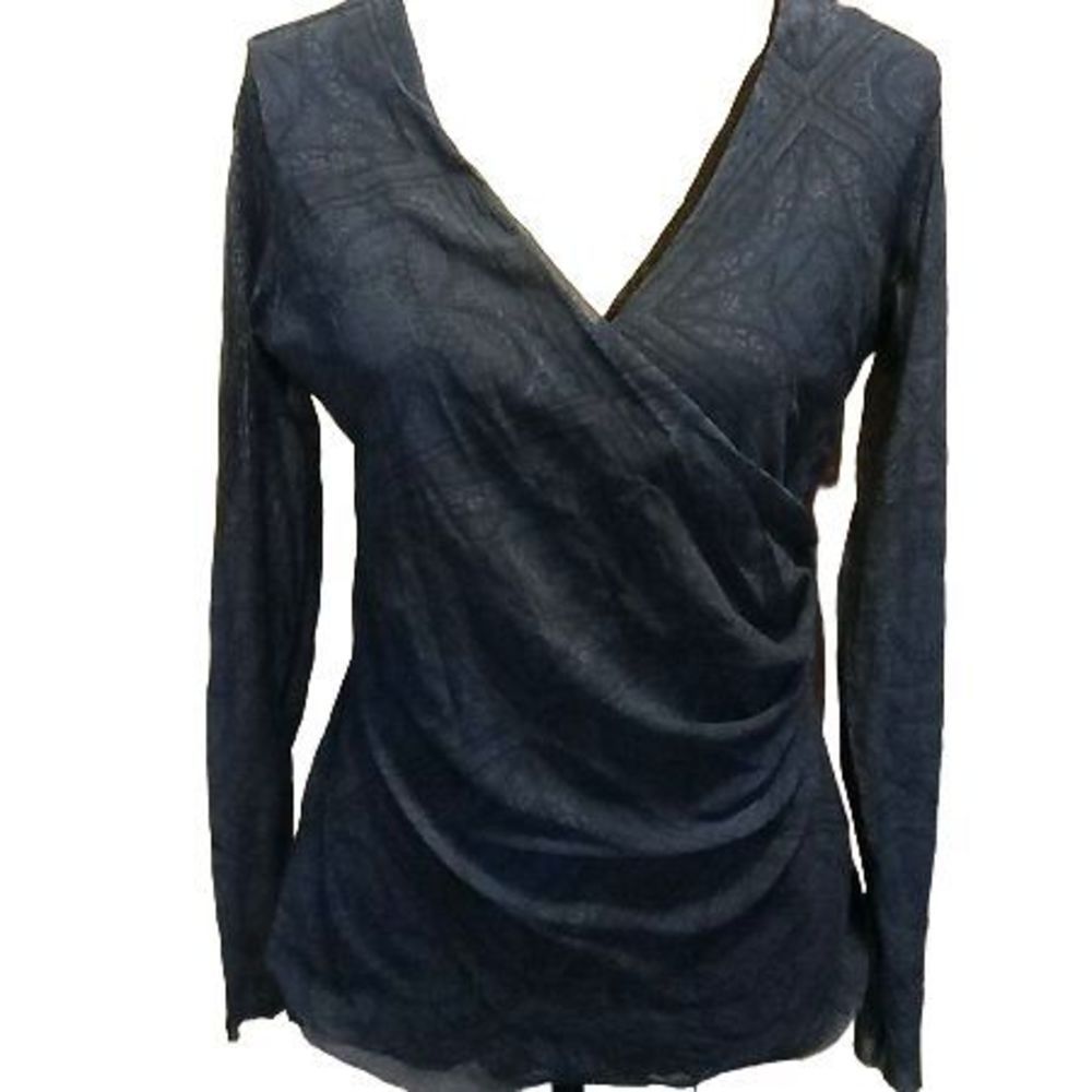 Lucy Fiona Wrap Style Green Blouse Long Sleeves Women's Size XL